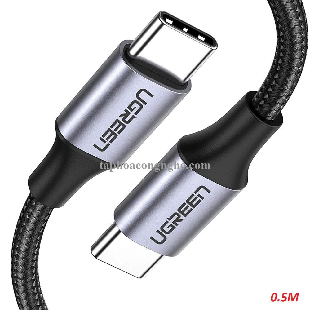 Ugreen 50149 0.5M Type C 2.0 Cáp sạc và truyền dữ liệu từ máy tính ra điện thoại màu xám đen US261 30050149